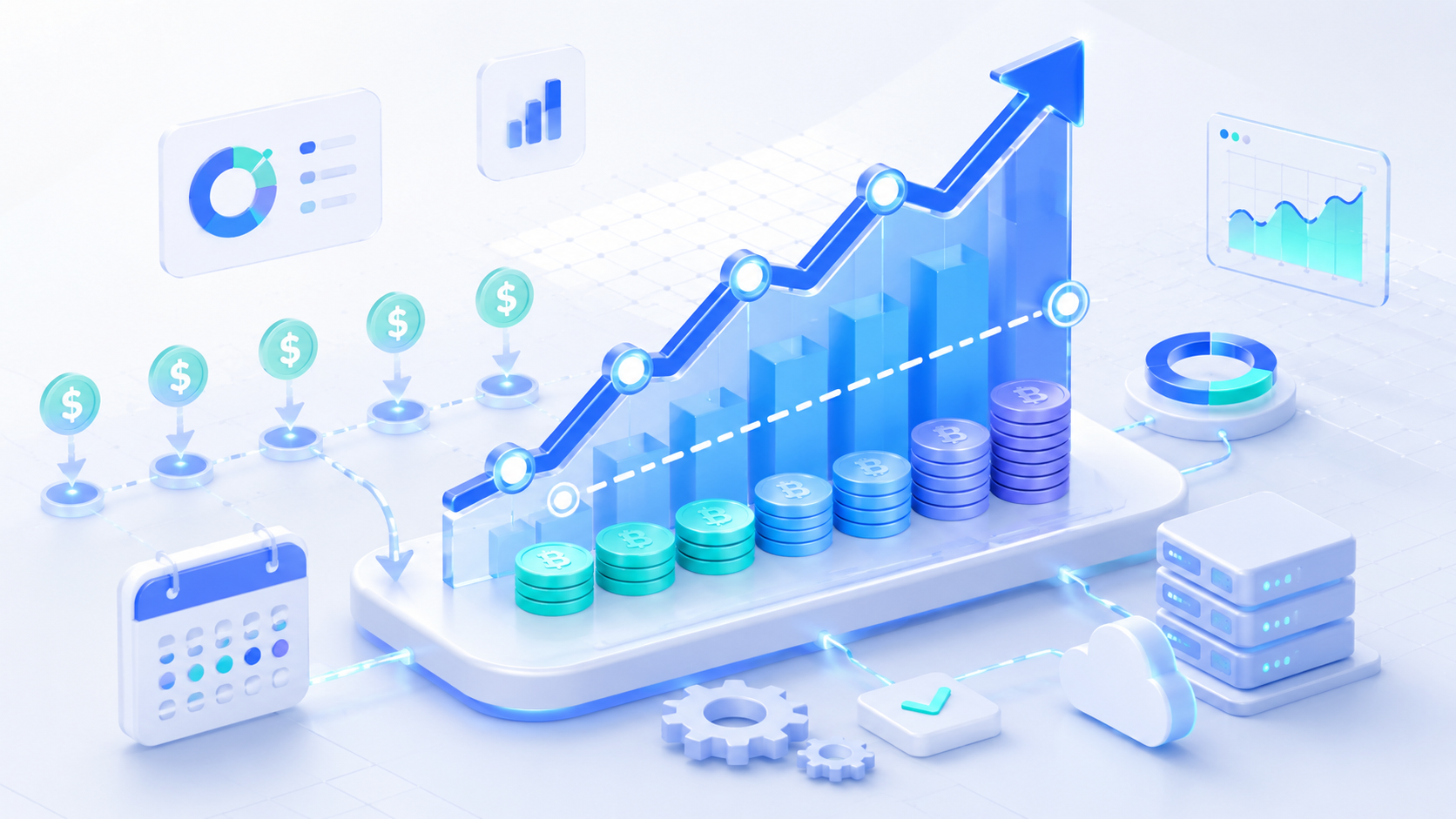 DCA in a rising market — how the average cost moves